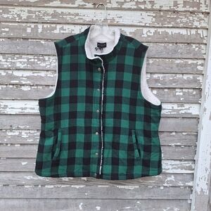 Risen Flannel Green and Black Plaid Vest Size 3XL NWT